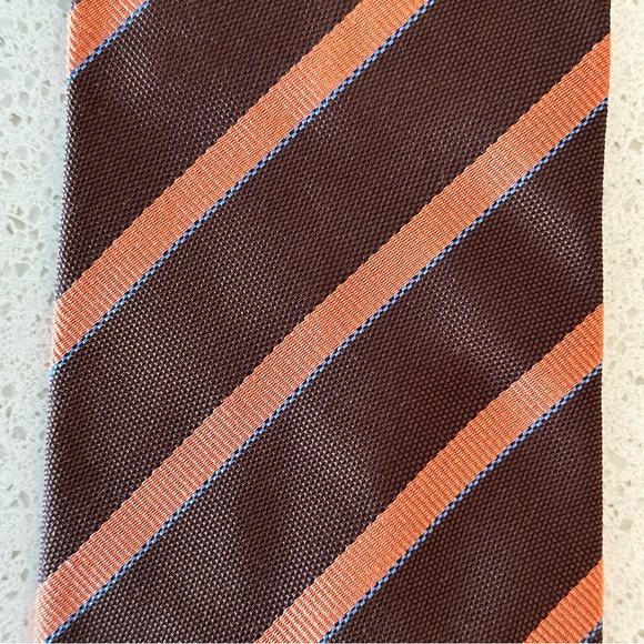 Burberry Brown Orange Striped Silk Tie - Picture 8 of 8